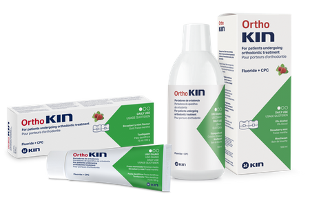 ZESTAW OrthoKIN truskawkowo-miętowy płyn 500ml + pasta 75ml
