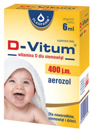 D-Vitum, witamina D dla niemowląt 400j.m., aerozol 6ml data ważnośći 11-2022