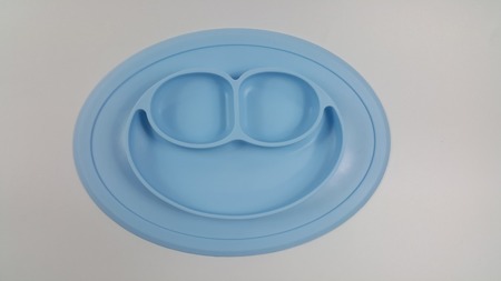 bi-bi, silikonowy talerzyk z podkładką dla dzieci - niebieski